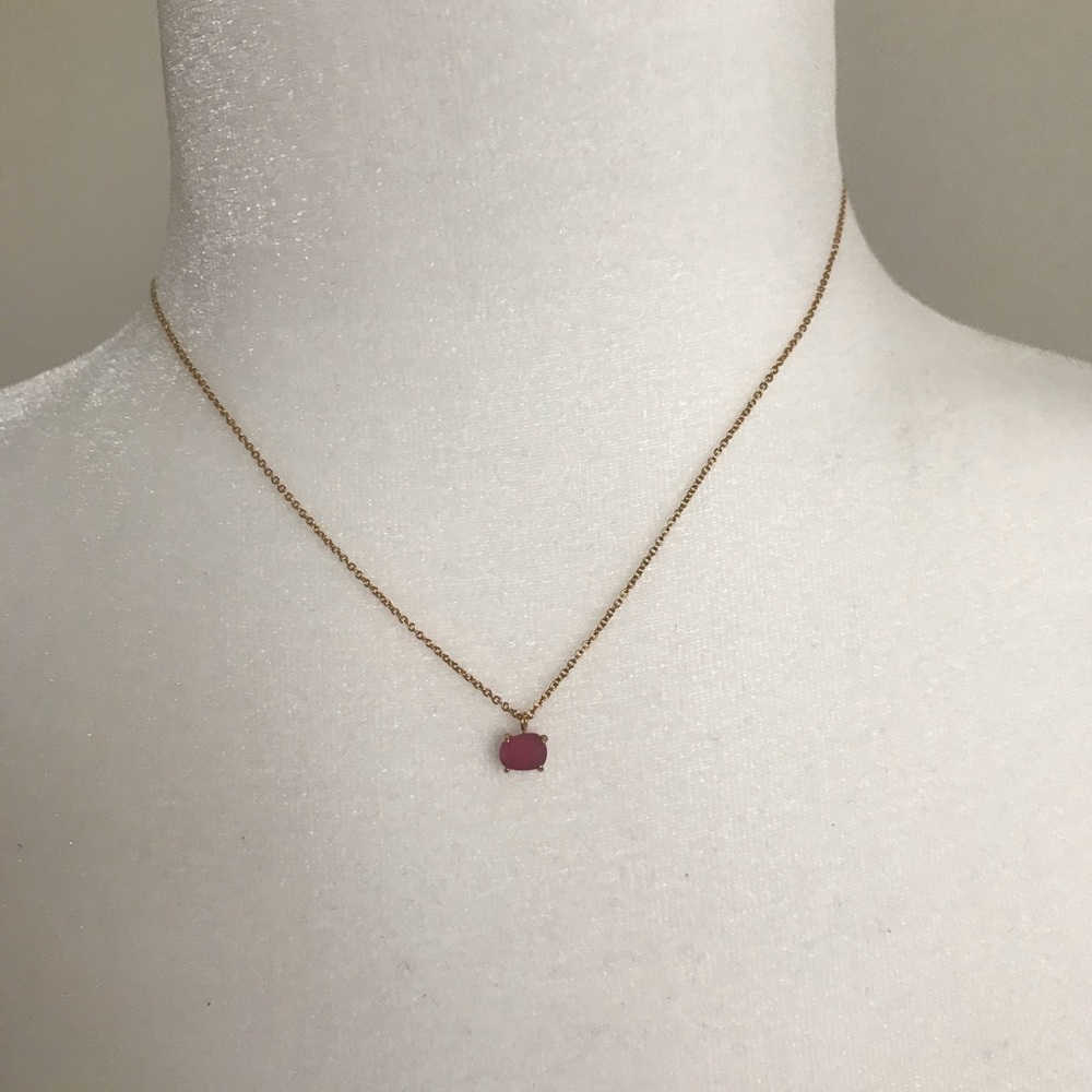 Gold Necklace with Pink Stone